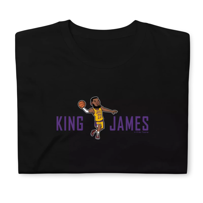 LeBron James NBA Basketball cartoon caricature Tshirt Black - Friki Toons