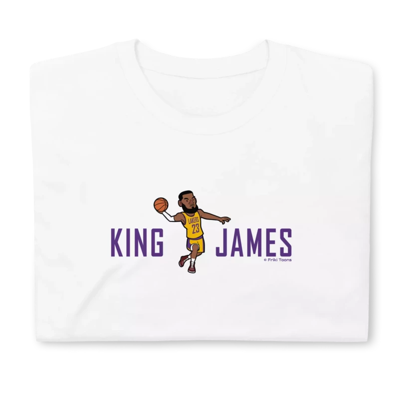 LeBron James NBA Basketball cartoon caricature Tshirt White - Friki Toons