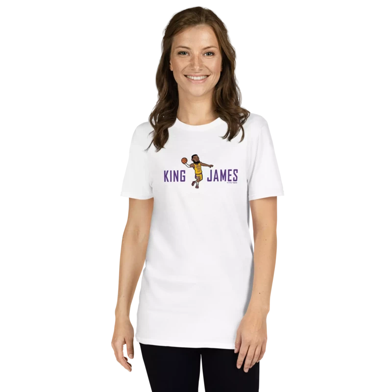 LeBron James NBA Basketball cartoon caricature Tshirt Woman - Friki Toons