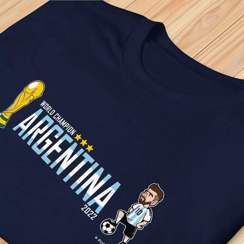 Leo Messi Argentina World Cup cartoon caricature T Shirt - Friki Toons